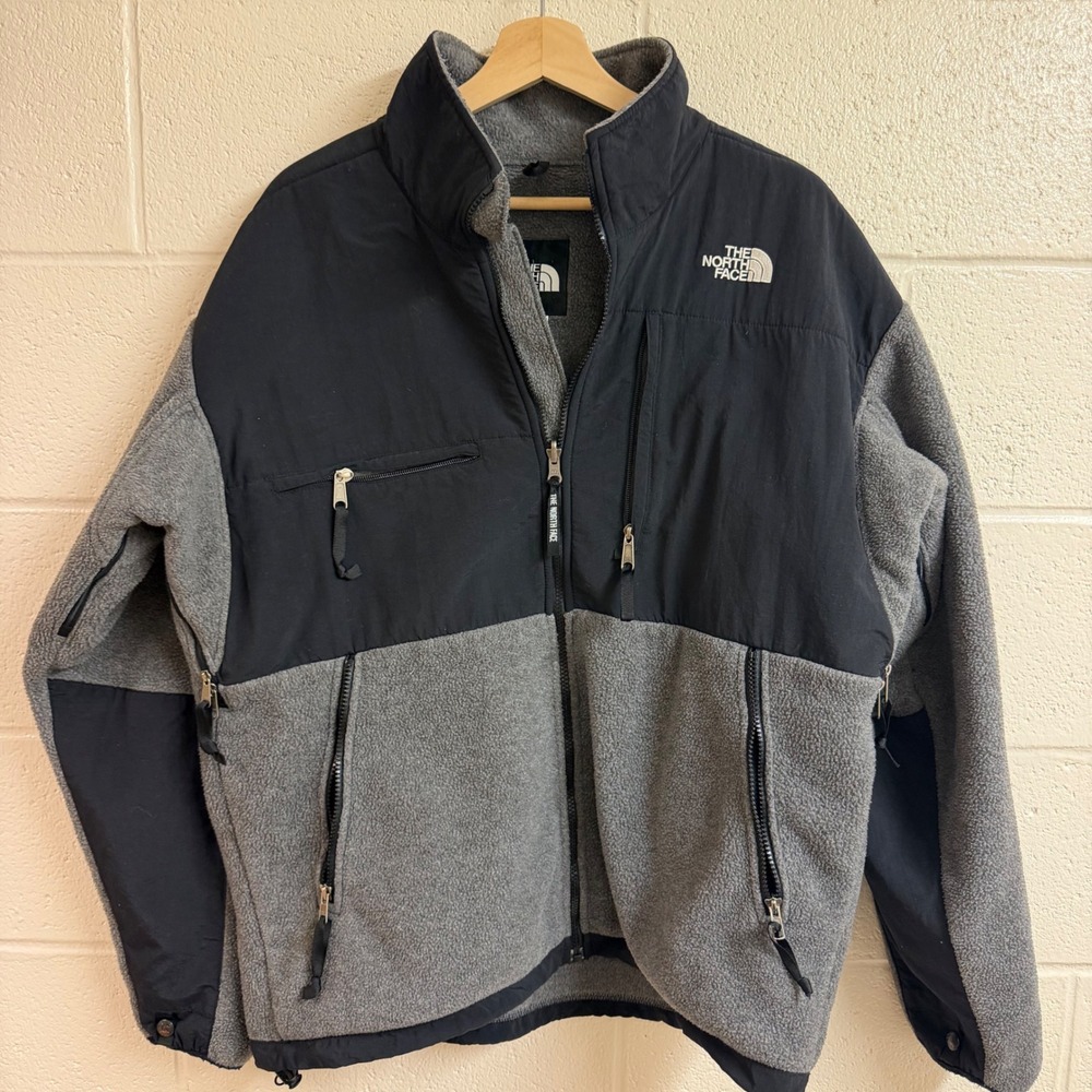 The North Face Mens Denali Fleece Jacket XL Gray Black Gorpcore Outdoor Full Zip